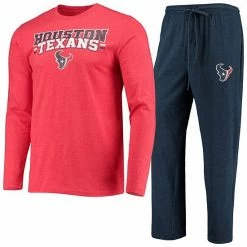 New 😉 Unbranded Men's Concepts Sport Navy/Red Houston Texans Meter Long Sleeve T-Shirt & Pants Sleep Set 🤩