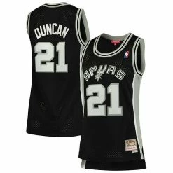 Wholesale 💯 Unbranded 👩 Women's Mitchell & Ness Tim Duncan Black San Antonio Spurs 1998-99 Hardwood Classics Swingman Jersey 🎁