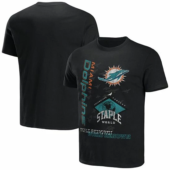 Discount โ Unbranded Men's NFL X Staple Black Miami Dolphins World Renowned T-Shirt ๐ - Image 2
