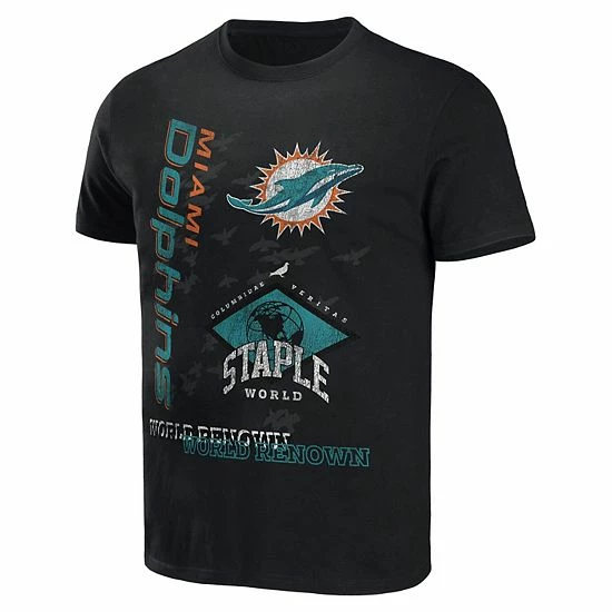 Discount โ Unbranded Men's NFL X Staple Black Miami Dolphins World Renowned T-Shirt ๐ - Image 3