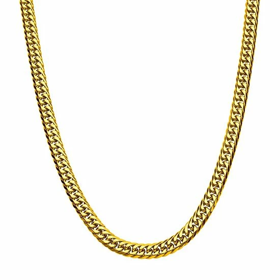 New 😉 Unbranded 18k Gold Over Stainless Steel 8 Mm Curb Chain Necklace ⌛