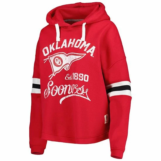 Coupon ๐ Unbranded ๐ฉ Women's Pressbox Crimson Oklahoma Sooners Super Pennant Pullover Hoodie โจ - Image 3