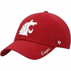 Best Sale 🤩 Unbranded 👩 Women's '47 Crimson Washington State Cougars Miata Clean Up Logo Adjustable Hat 💯