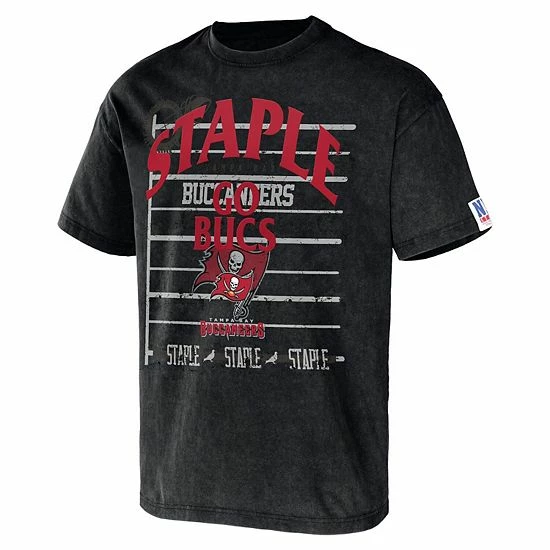 New 🔥 Unbranded Men's NFL X Staple Black Tampa Bay Buccaneers Throwback Vintage Wash T-Shirt ✔️ - Image 3
