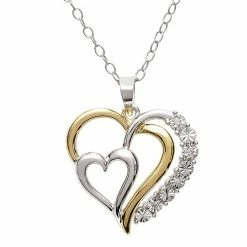 Best reviews of 😉 Unbranded 18k Gold-Over-Silver And Sterling Silver Diamond Accent Heart Pendant ✨