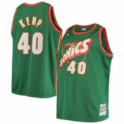 Best Sale 🔔 Unbranded Men's Mitchell & Ness Shawn Kemp Green Seattle SuperSonics Big & Tall Hardwood Classics Jersey 💯