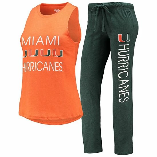 New ๐ Unbranded ๐ฉ Women's Concepts Sport Green/Orange Miami Hurricanes Tank Top & Pants Sleep Set ๐