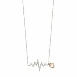 Best deal 🎉 Unbranded Two Tone Sterling Silver Diamond Accent Heartbeat Necklace 🧨