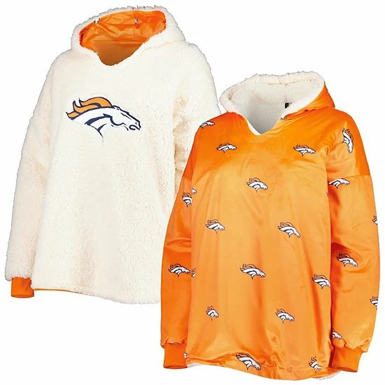 Best deal ✔️ Unbranded 👩 Women's FOCO Orange/White Denver Broncos Repeat Print Reversible Hoodeez ⌛ - Image 2