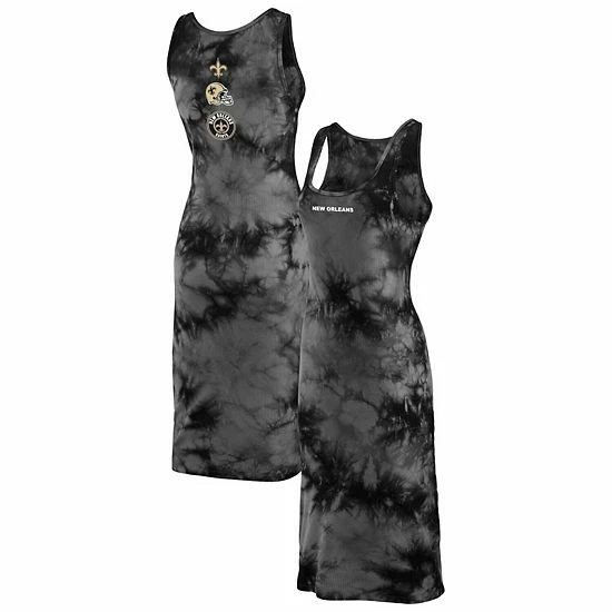 Buy 💯 Unbranded 👩 Women's WEAR By Erin Andrews Black New Orleans Saints Tie-Dye Tank Top 👗 Dress 😀