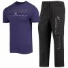 Hot Sale 👏 Unbranded Men's Concepts Sport Purple/Black Colorado Rockies Meter T-Shirt And Pants Sleep Set ❤️