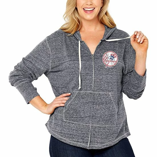 Hot Sale ๐ Unbranded ๐ฉ Women's Soft As A Grape Navy New York Yankees Plus Size Full-Zip Hoodie ๐ - Image 4