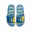 New 🥰 Unbranded Men's FOCO Milwaukee Brewers Retro Colorblock Logo Gel Slide 🩴 Sandals 💯