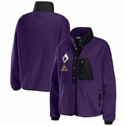 Brand new ⌛ Unbranded 👩 Women's WEAR By Erin Andrews Purple Baltimore Ravens Polar Fleece Raglan Full-Snap Jacket ⭐