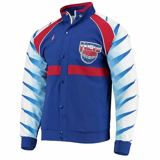 Wholesale 🔔 Unbranded Men's Mitchell & Ness Blue New Jersey Nets Hardwood Classics Authentic Warm-Up Raglan Full-Zip Jacket ⌛ - Image 3