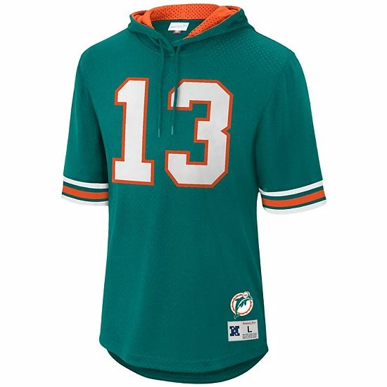 Best Sale 🔥 Unbranded Men's Mitchell & Ness Dan Marino Aqua Miami Dolphins Retired Player Mesh Name & Number Hoodie T-Shirt 🎁 - Image 3