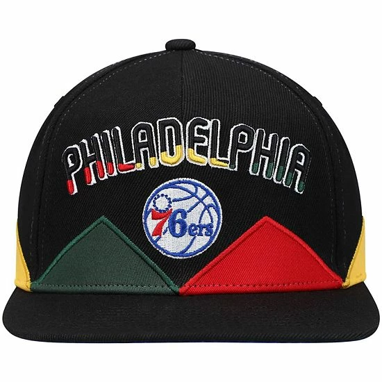New ๐ Unbranded Men's Mitchell & Ness Black Philadelphia 76ers Black History Month Snapback Hat ๐งจ - Image 3