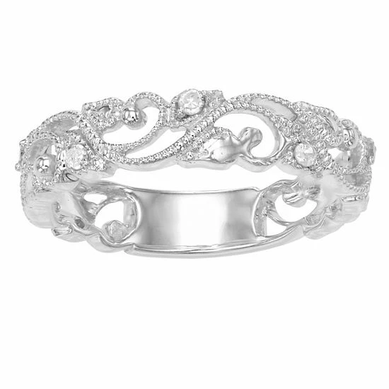 Best Pirce โ๏ธ Unbranded Sterling Silver 1/10 Carat T.W. Diamond Ring Rose ๐ - Image 5