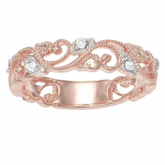 Best Pirce โ๏ธ Unbranded Sterling Silver 1/10 Carat T.W. Diamond Ring Rose ๐ - Image 7