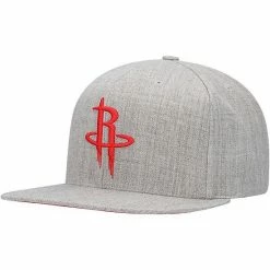 Wholesale 🔔 Unbranded Men's Mitchell & Ness Heathered Gray Houston Rockets Team Logo Snapback Hat ❤️