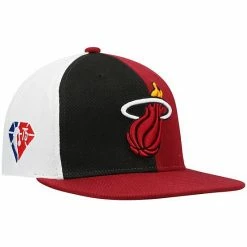 Brand new 👏 Unbranded Men's Mitchell & Ness Cardinal Miami Heat NBA 75th Anniversary What The? Snapback Hat 😀