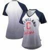 Discount 🤩 Unbranded 👩 Women's G-III Sports By Carl Banks Navy/White Cleveland Indians Shortstop Ombre Raglan V-Neck T-Shirt ⭐