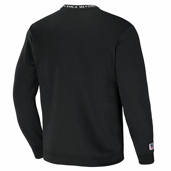 Outlet 🌟 Unbranded Men's NFL X Staple Black Seattle Seahawks Globe Crewneck Pullover 🛒 - Image 4
