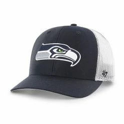 Deals ✨ Unbranded Youth '47 College Navy/White Seattle Seahawks Trucker Snapback Hat ✔️