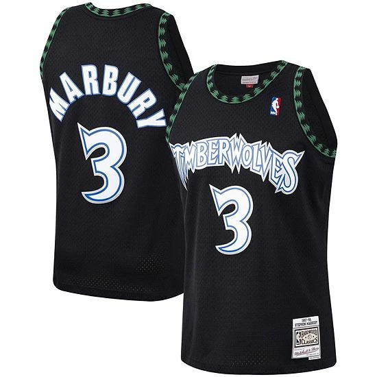 Cheapest 🔔 Unbranded Men's Mitchell & Ness Stephon Marbury Black Minnesota Timberwolves 1997-98 Hardwood Classics Swingman Player Jersey 🎉