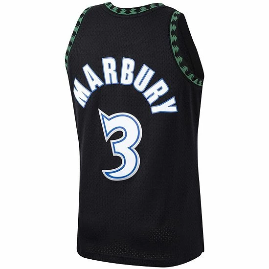 Cheapest 🔔 Unbranded Men's Mitchell & Ness Stephon Marbury Black Minnesota Timberwolves 1997-98 Hardwood Classics Swingman Player Jersey 🎉 - Image 4