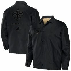 Best Pirce 🥰 Unbranded Men's NFL X Staple Black New Orleans Saints Coaches Full-Snap Jacket 🥰