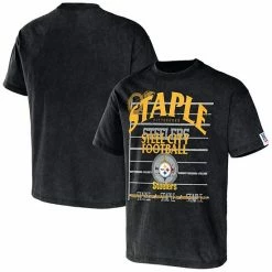 Best deal ✔️ Unbranded Men's NFL X Staple Black Pittsburgh Steelers Throwback Vintage Wash T-Shirt 🔔