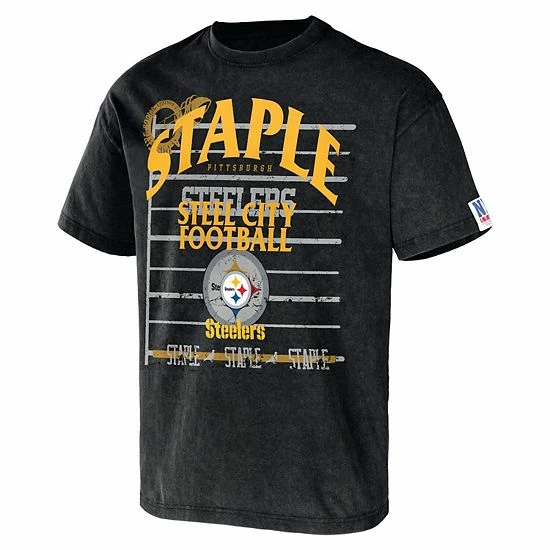 Best deal โ๏ธ Unbranded Men's NFL X Staple Black Pittsburgh Steelers Throwback Vintage Wash T-Shirt ๐ - Image 3
