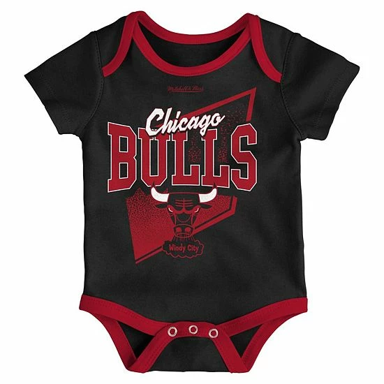 Budget 😉 Unbranded Infant Mitchell & Ness Black/Red Chicago Bulls Hardwood Classics Bodysuits & Cuffed Knit Hat Set 🎉 - Image 4