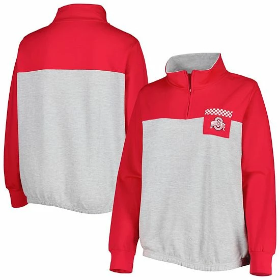 Top 10 🥰 Unbranded 👩 Women's Heather Gray/Scarlet Ohio State Buckeyes Plus Size Sideline To Sideline Quarter-Zip Top 😀