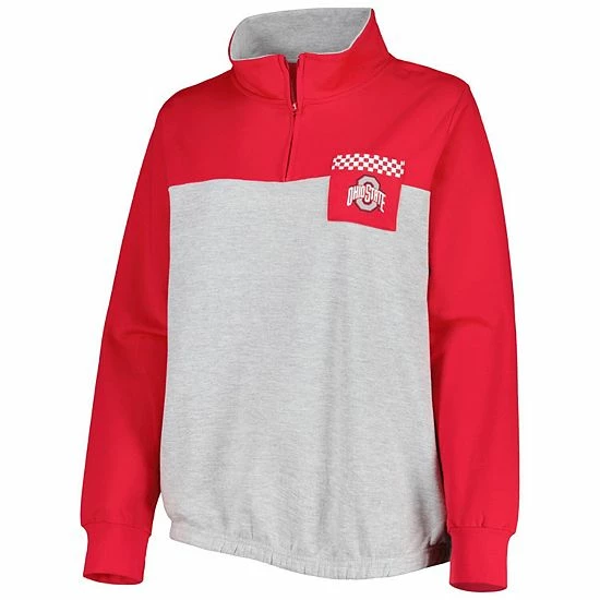 Top 10 🥰 Unbranded 👩 Women's Heather Gray/Scarlet Ohio State Buckeyes Plus Size Sideline To Sideline Quarter-Zip Top 😀 - Image 3