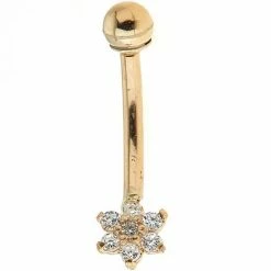 Best deal 😍 Unbranded 14k Gold Cubic Zirconia Flower Belly Ring 🔥