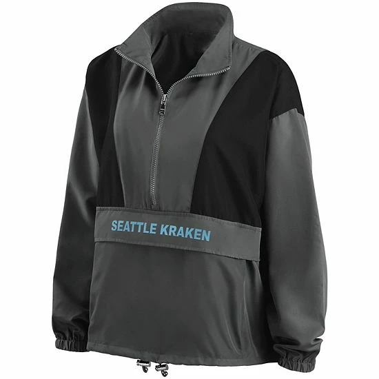 Top 10 😉 Unbranded 👩 Women's WEAR By Erin Andrews Charcoal Seattle Kraken Popover Packable Half-Zip Jacket 💯 - Image 3