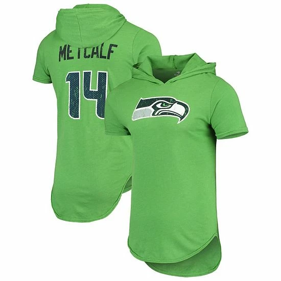 Promo 🤩 Unbranded Men's Majestic Threads DK Metcalf Neon Green Seattle Seahawks Player Name & Number Tri-Blend Hoodie T-Shirt 🔥 - Image 2