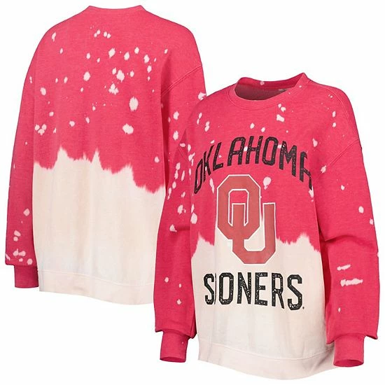 Promo ๐ Unbranded ๐ฉ Women's Gameday Couture Crimson Oklahoma Sooners Twice As Nice Faded Dip-Dye Pullover Sweatshirt โ