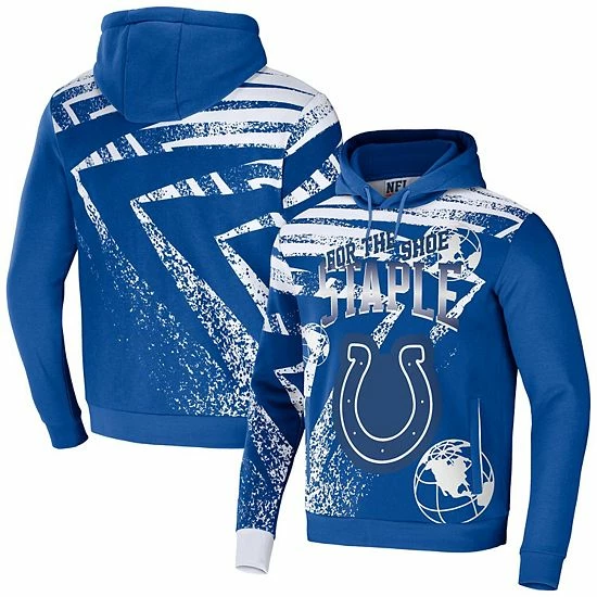 Coupon 🔥 Unbranded Men's NFL X Staple Blue Indianapolis Colts All Over Print Pullover Hoodie 👏