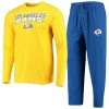 Deals ⭐ Unbranded Men's Concepts Sport Royal/Gold Los Angeles Rams Meter Long Sleeve T-Shirt & Pants Sleep Set 🔔
