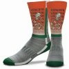 Hot Sale 🎉 Unbranded Youth For Bare Feet Miami Hurricanes Mascot V-Curve Crew 🧦 Socks 🧨