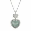 Promo ✨ Unbranded Sterling Silver Jade & White Topaz Double Heart Necklace ⌛