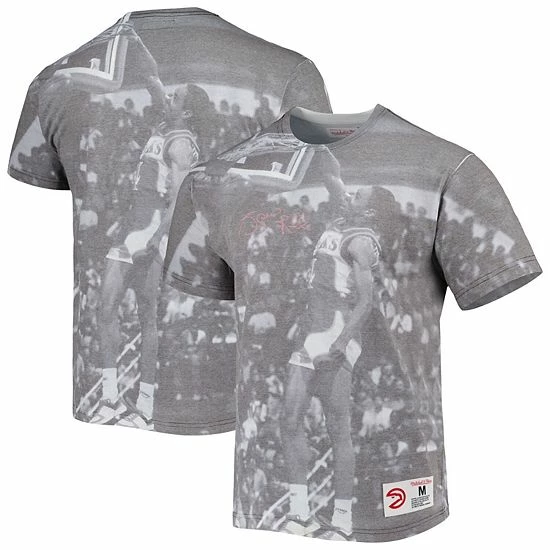 Outlet 🤩 Unbranded Men's Mitchell & Ness Spud Webb Gray Atlanta Hawks Above The Rim Sublimated T-Shirt 🥰