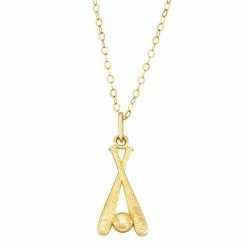 New 🛒 Unbranded 10k Gold ⚾ Baseball Pendant Necklace 🎉