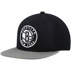 Budget 👍 Unbranded Men's Mitchell & Ness Black/Gray Brooklyn Nets Team Two-Tone 2.0 Snapback Hat 💯