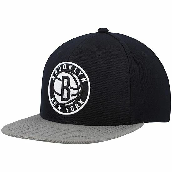 Budget 👍 Unbranded Men's Mitchell & Ness Black/Gray Brooklyn Nets Team Two-Tone 2.0 Snapback Hat 💯