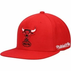 Best deal ✨ Unbranded Men's Mitchell & Ness Red Chicago Bulls English Dropback Snapback Hat ⌛