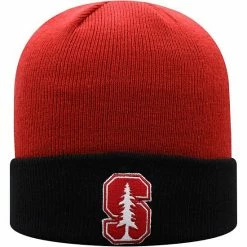 Budget 😍 Unbranded Men's Top Of The World Cardinal/Black Stanford Cardinal Core 2-Tone Cuffed Knit Hat 🧨